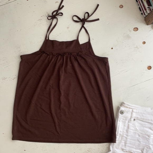 [ Necessary Objects Dark Brown Tie Strap Tank ] s - Picture 4 of 4